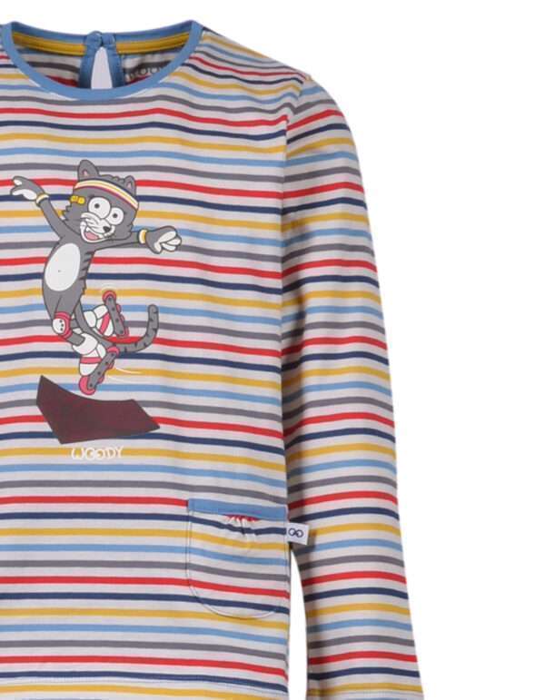 Woody Meisjes-Dames pyjama, multicolor gestreept