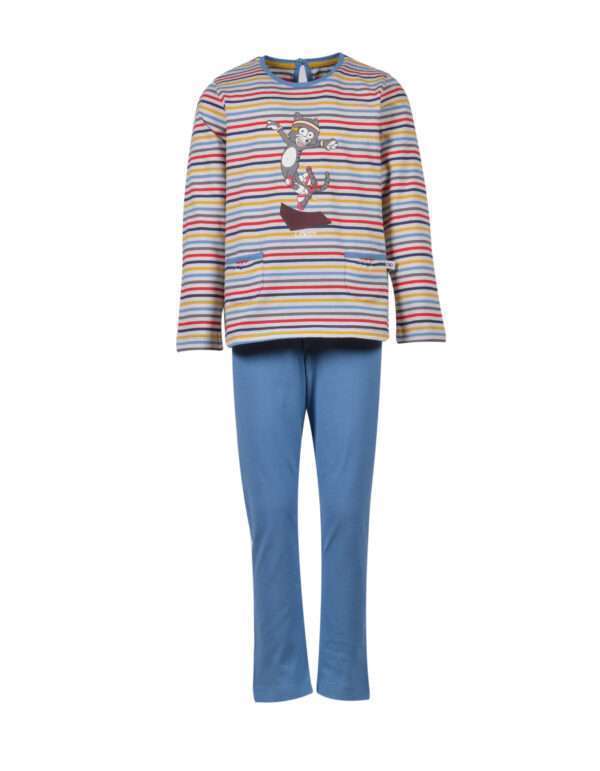 Woody Meisjes-Dames pyjama, multicolor gestreept