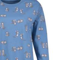 Woody Meisjes-Dames pyjama, blauw met kat