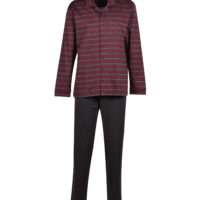 Woody Heren pyjama, bordeaux-anthraciet gestreept