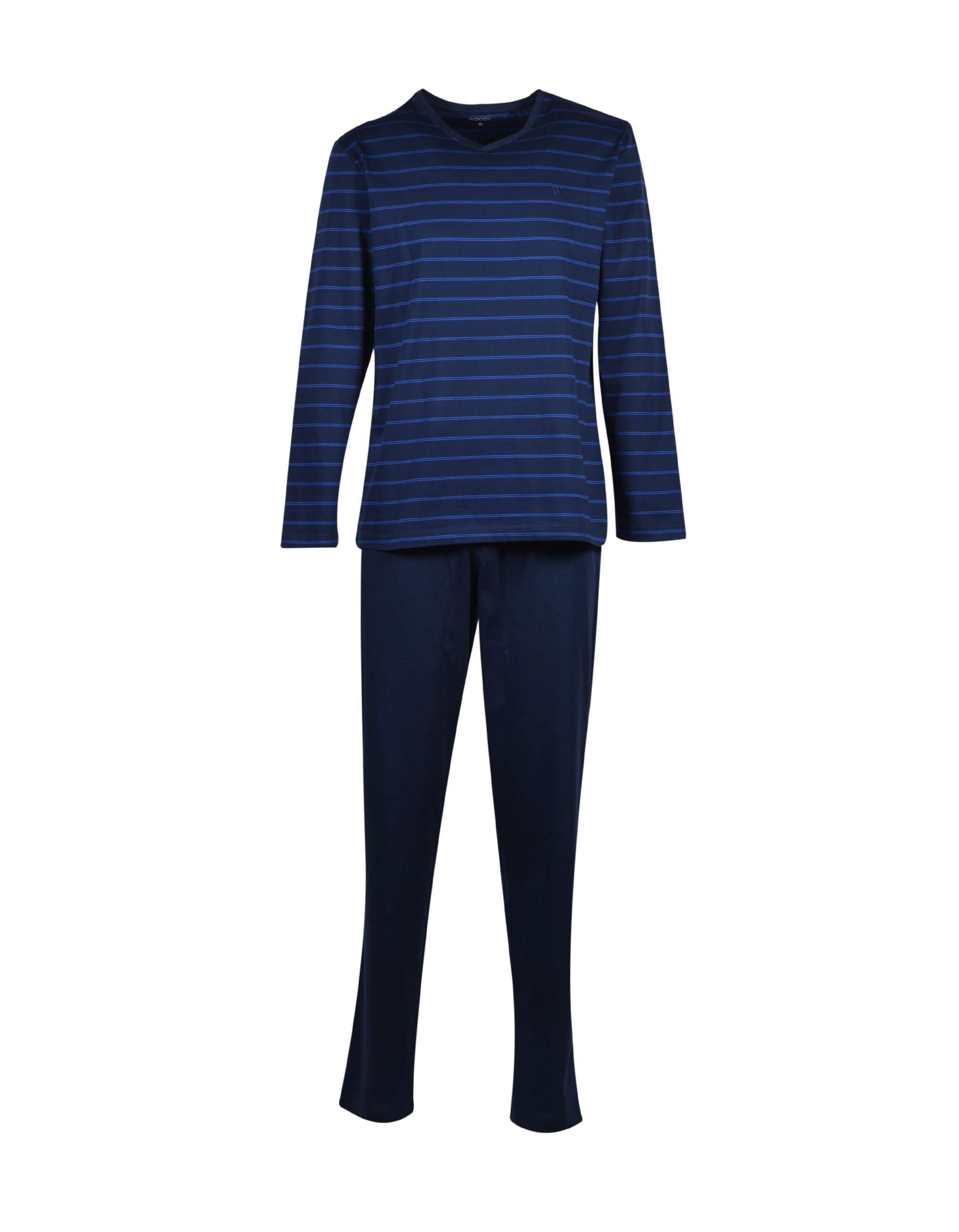 Woody Heren pyjama, donkerblauw-blauw