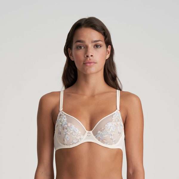 NATHY Pearled Ivory deep plunge wire bra