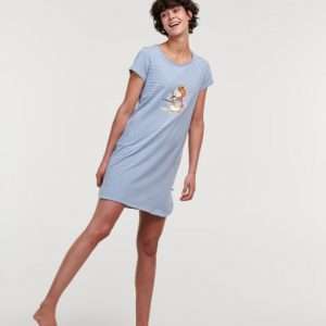 woody nachtkleed blue broken white striped