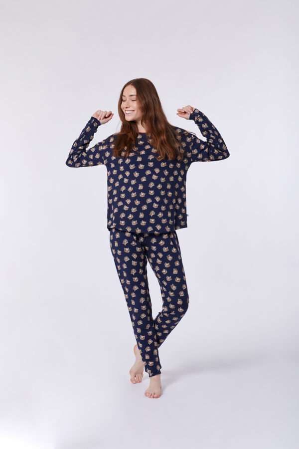 Woody Meisjes-Dames pyjama, donkerblauw hooglander