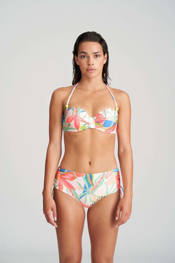 TARIFA Tropical blossom strapless bikini met mousse