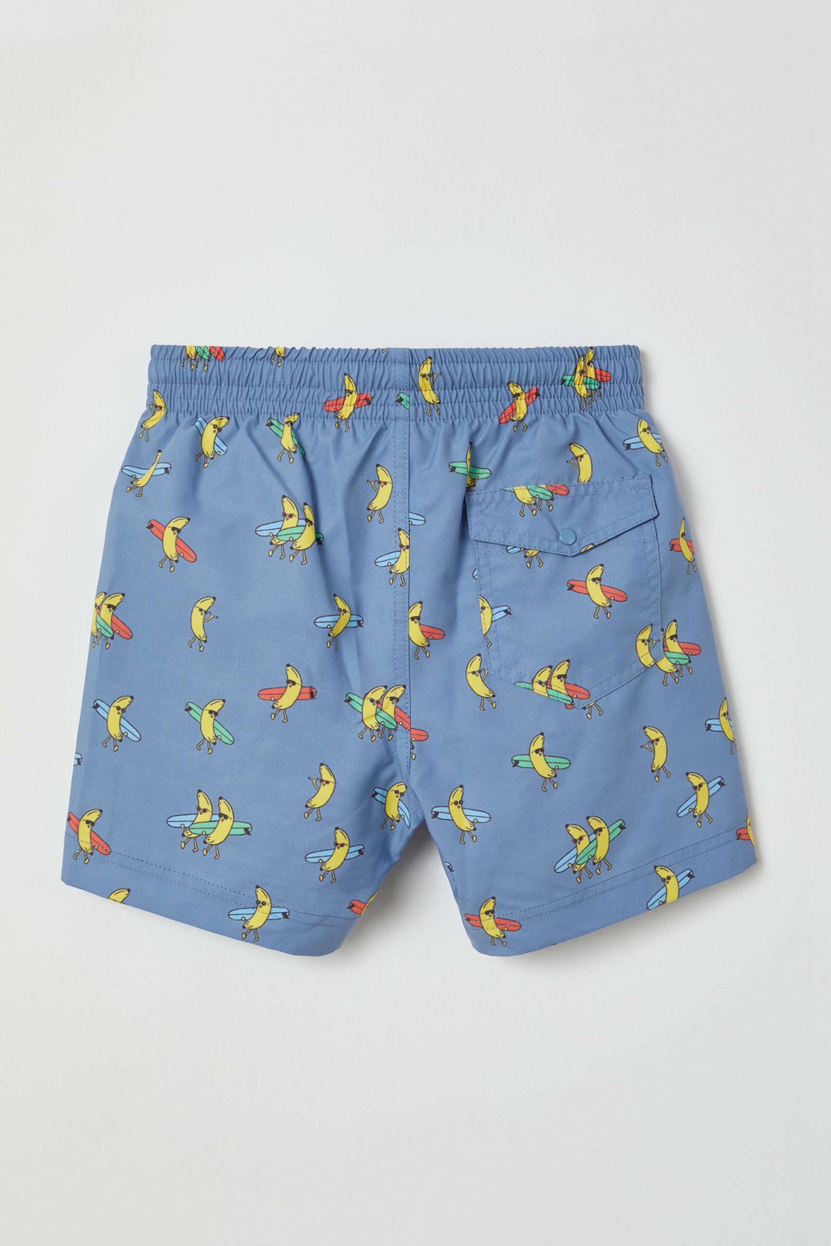 Woody Jongens-Heren Zwemshort, melange blauw banaa