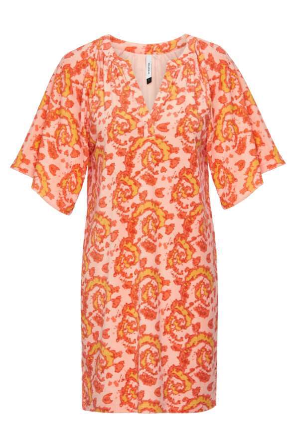 Lords x Lilies Jurk, oranje psychedelische print