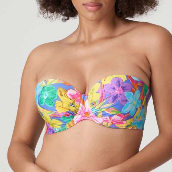 SAZAN Blue Bloom voorgevormde bikinit strapless