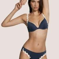 DREW navy blue voorgevormde plunge bikinitop