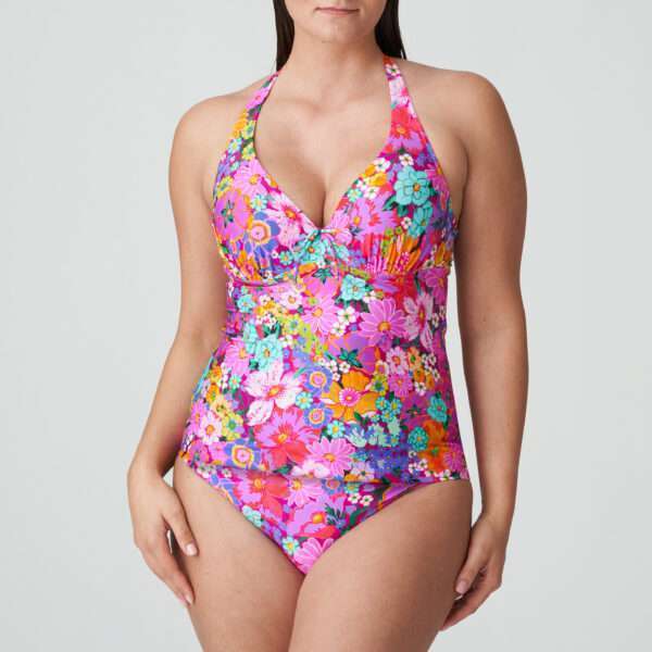 NAJAC Floral Explosion plunge tankini halve mousse