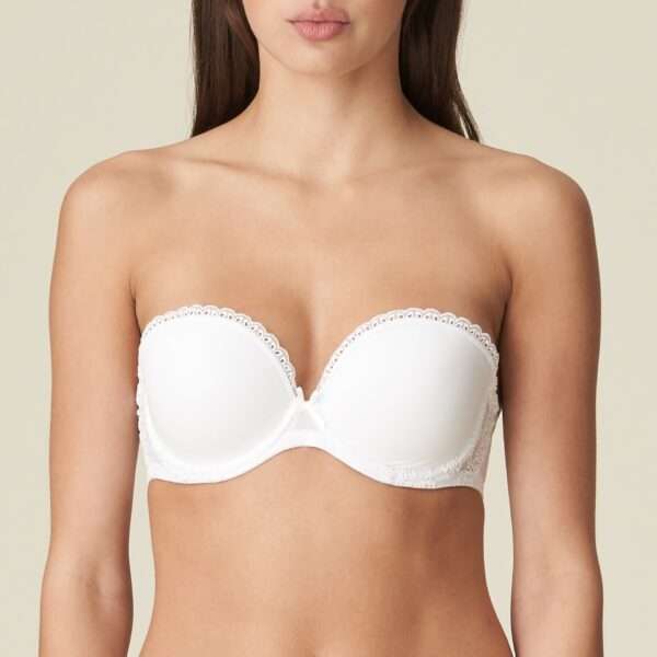 DELPHINE wit strapless diep décolleté