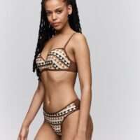 BILES zand voorgevormde plunge bikinitop BILES zand voorgevormde plunge bikinitop